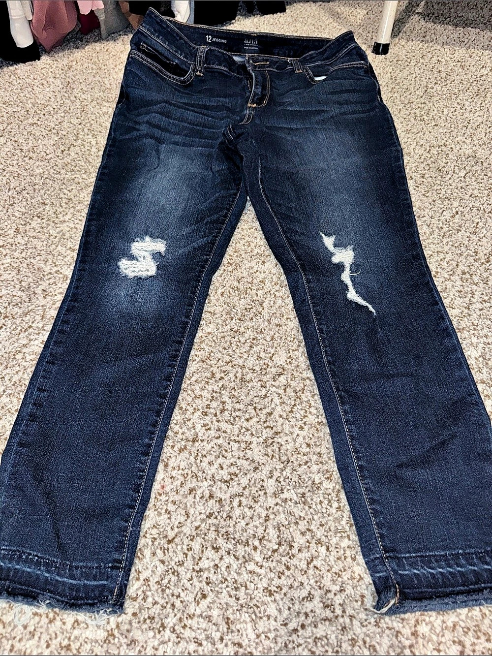 a.n.a Mid-Rise Distressed Jegging Blue Jeans Waist 12